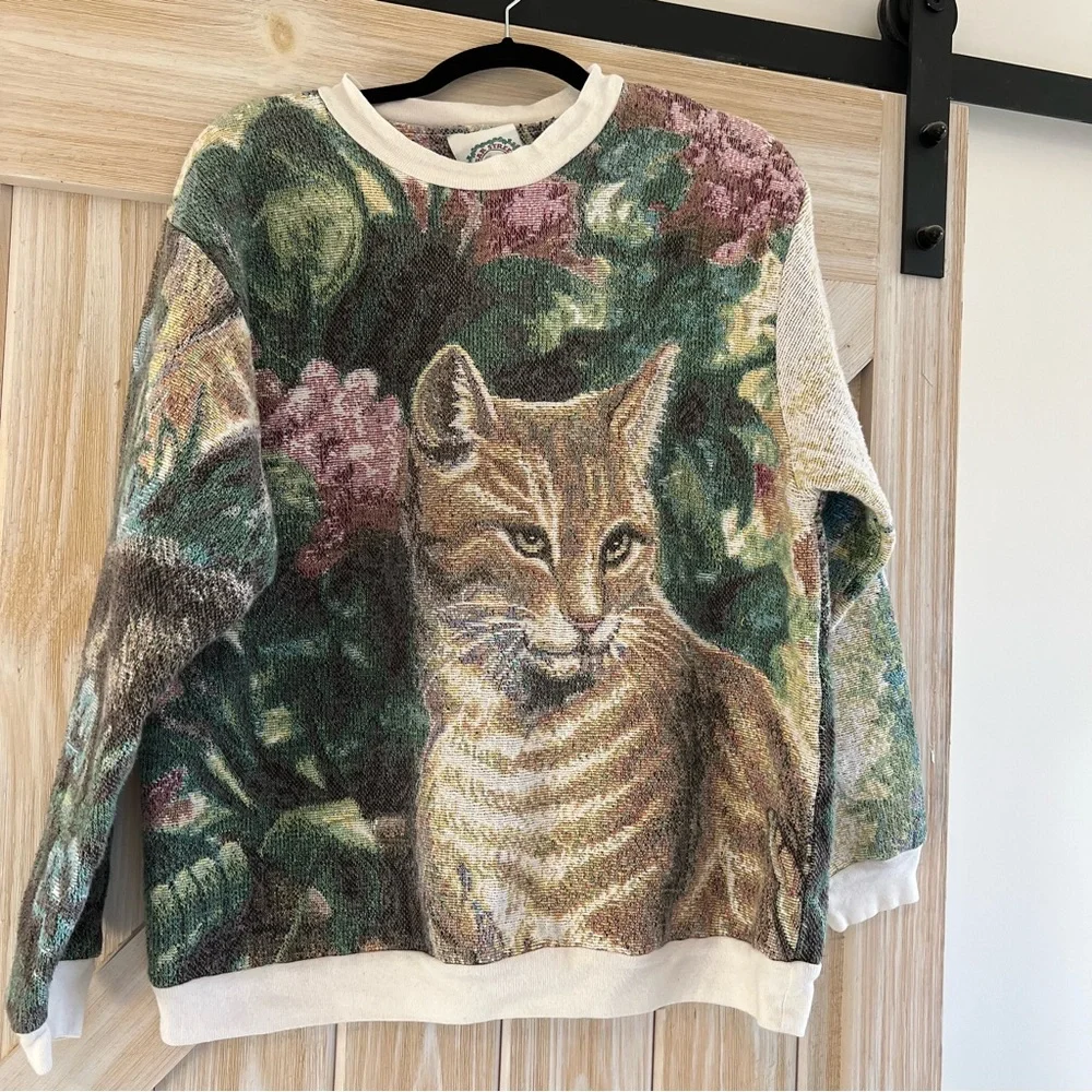 Vintage Crazy Cat Lady Cats Lovers Dream Sweater Cotton Sugar Street Weavers - Picture 1 of 15